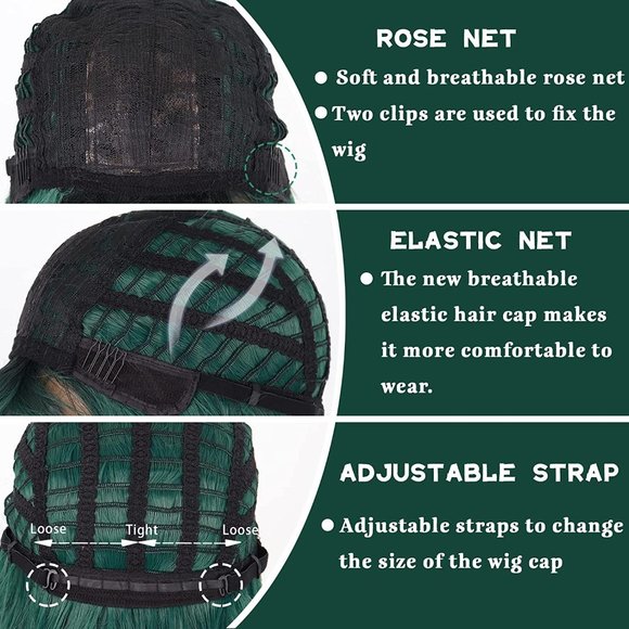 Red Wig with Bangs - Picture 3 of 3